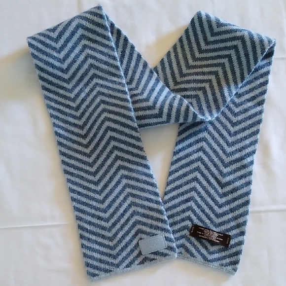 Coach Blue Chevron Patterned Scarf